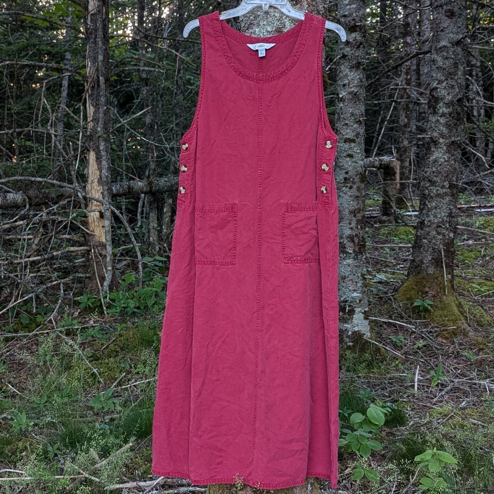 AMY K SU Women's Vintage Pinafore Maxi Dress, size Petite Large